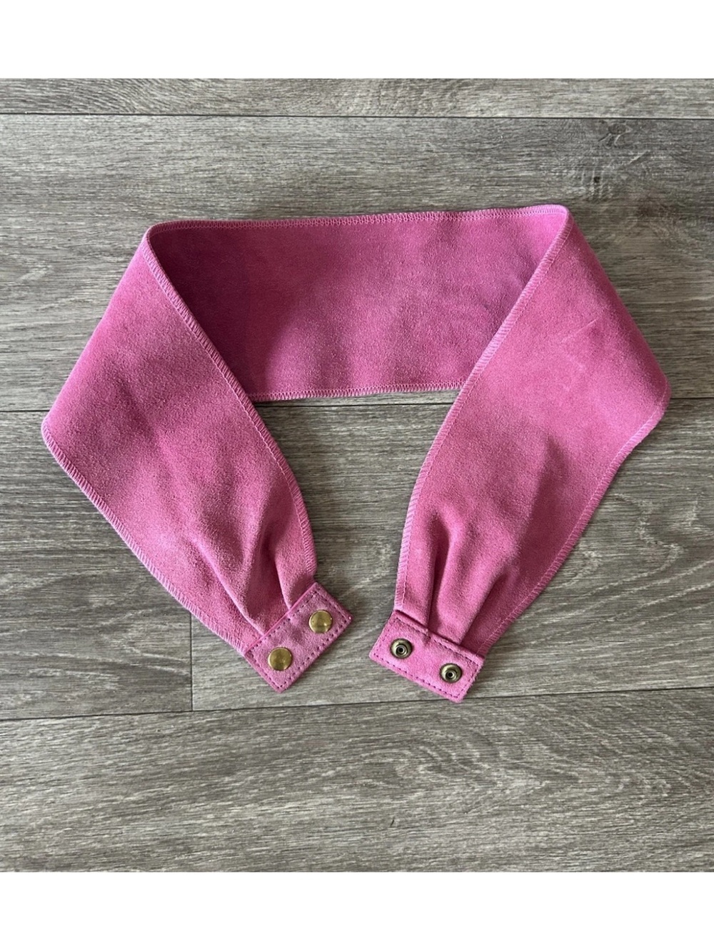 Vintage 80s Hot Pink Suede Wide Waist Belt Snap Cinch Corset Statement Belt S/M